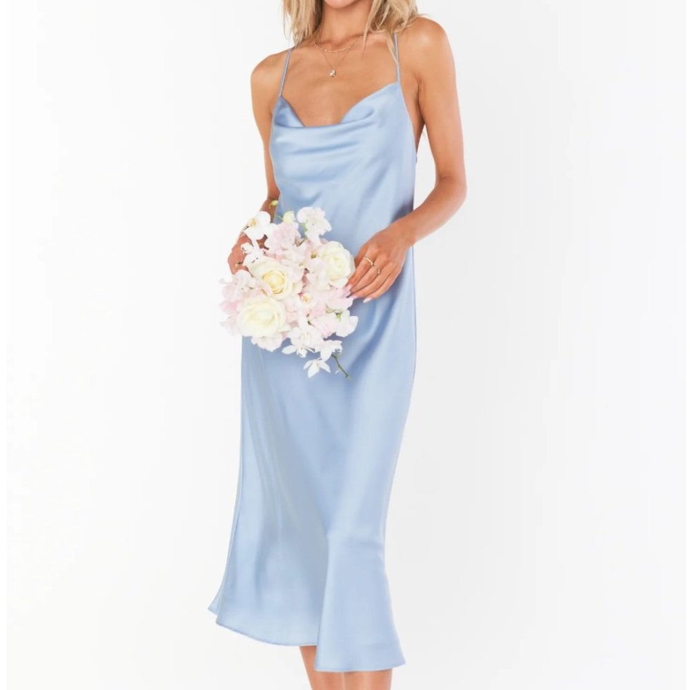 NWT - Show Me Your Mumu Verona Cowl Steel Blue Luxe